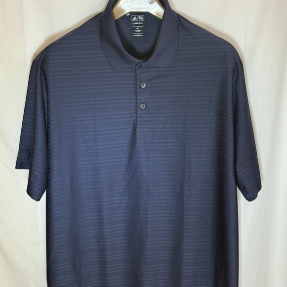 Adidas ClimaCool Men's Short Sleeve w/ Collar Polo Shirt - Striped Navy - 2XL - Picture 1 of 5